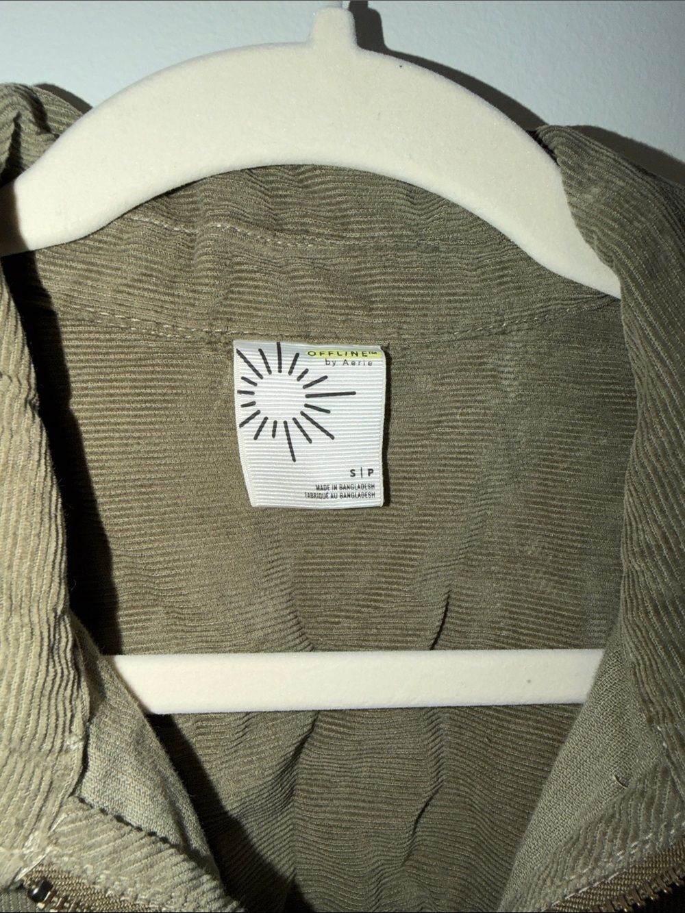 OFFLINE S Bunker Olive Corduroy Pop Over Quarter Zip Cotton Shacket - Picture 6 of 10
